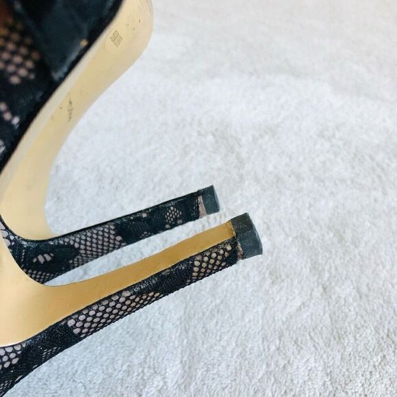 Sole Society Black Lace So Nicola Pointed Toe T-Strap Stiletto Pump - Picture 10 of 16